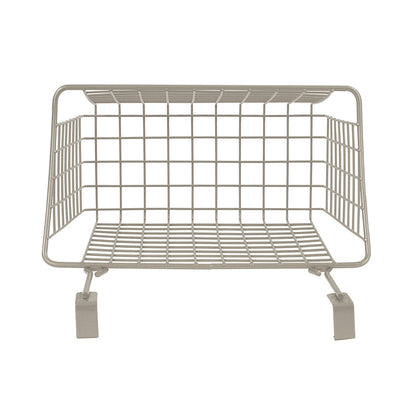 Spectrum Hanging Baskets for Organizing (Large, Satin Nickel) - Grid Over the Cabinet Wire Basket for Kitchen or Bathroom - Door Hanging Storage Organizer for Cleaning Supplies, Washcloths, & Towels