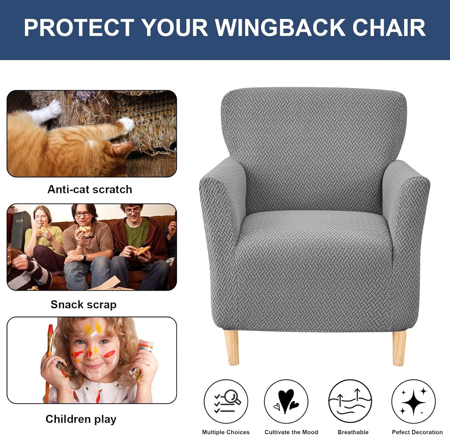 1-Piece, 30x25x25 inches, 34 HAOYONG Banquet Armchair Slipcover - Premium Stretch Jacquard Chair Cover, Removable