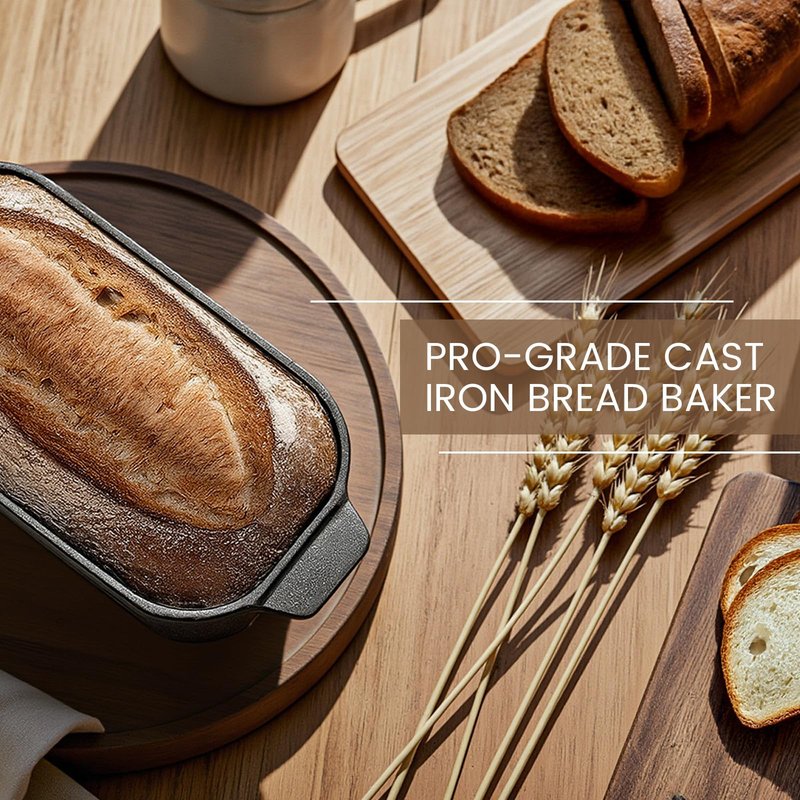 FRRLY Cast Iron Bread Loaf Pan with Lid,Bread Baking Pan,Cast Iron Dutch Oven for Sourdough,10 x 5 Inch Pre-seasoned Even Heat Distribution Baking Pan for Homemade Bread