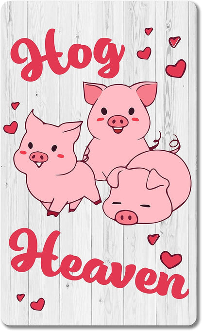 Pig Sign for Home Wall Decor, Metal Signs 12 x 8 in. Three Little Pigs Hog Heaven