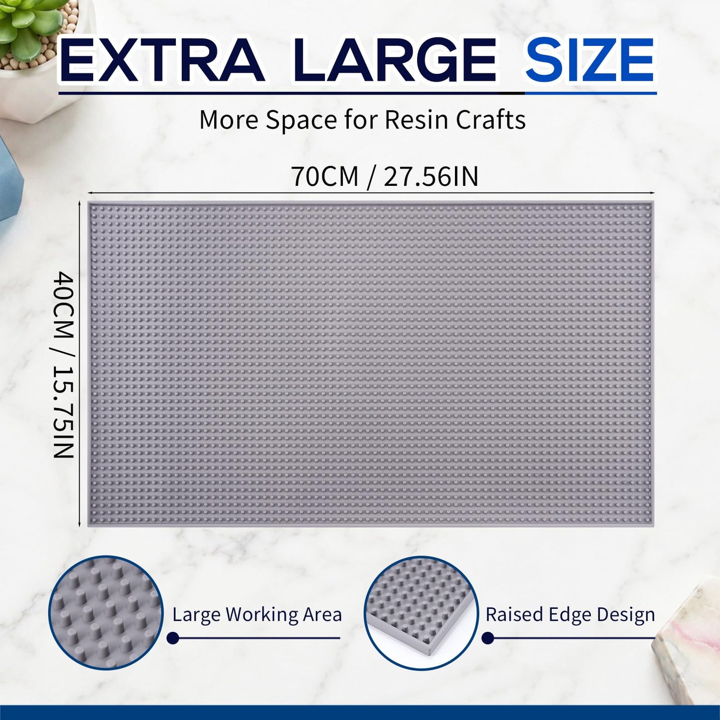 Singhoow Large Silicone Resin Mat 27.6" x 15.7", Heat Resistant Non-Slip Craft Mat for Epoxy Resin, Easy Clean Silicone for Jewelry Casting, Cup Turner, Kitchen Counter & Table Protector