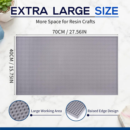 Singhoow Large Silicone Resin Mat 27.6" x 15.7", Heat Resistant Non-Slip Craft Mat for Epoxy Resin, Easy Clean Silicone for Jewelry Casting, Cup Turner, Kitchen Counter & Table Protector