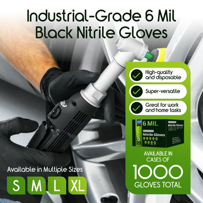 Inspire HEAVY DUTY 6Mil ORIGINAL Quality Stretch Nitrile Gloves Black Disposable Latex Free | Food, Industrial, Mechanic Tattoo (6Mil Black, XL)