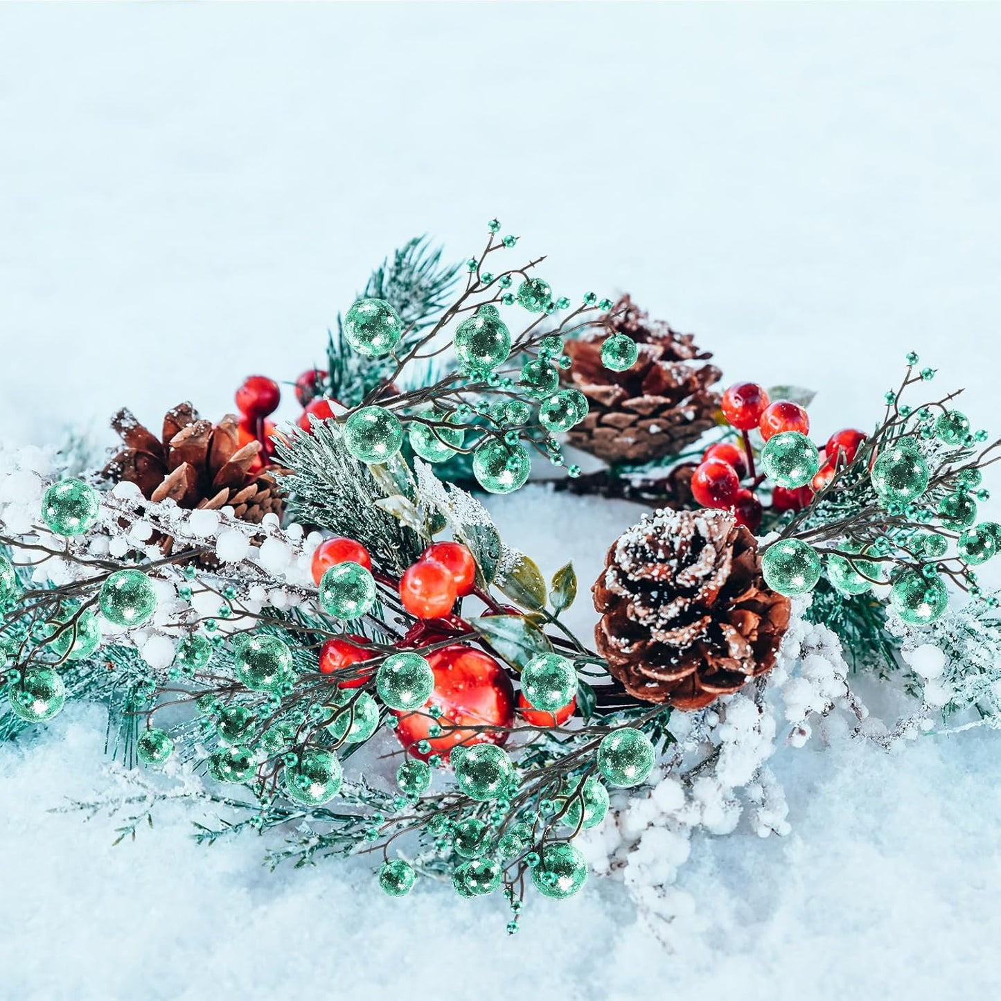 24 10 Inch Geosar Pieces Christmas Glitter Berries Stems Christmas Berry Picks Artificial Glittered Berries Ornaments