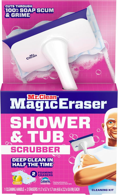 Mr. Clean Magic Eraser - All-in-One Bathroom Cleaner Kit | 1 Scrubber & 2 Foaming Erasers, Lemon Scent