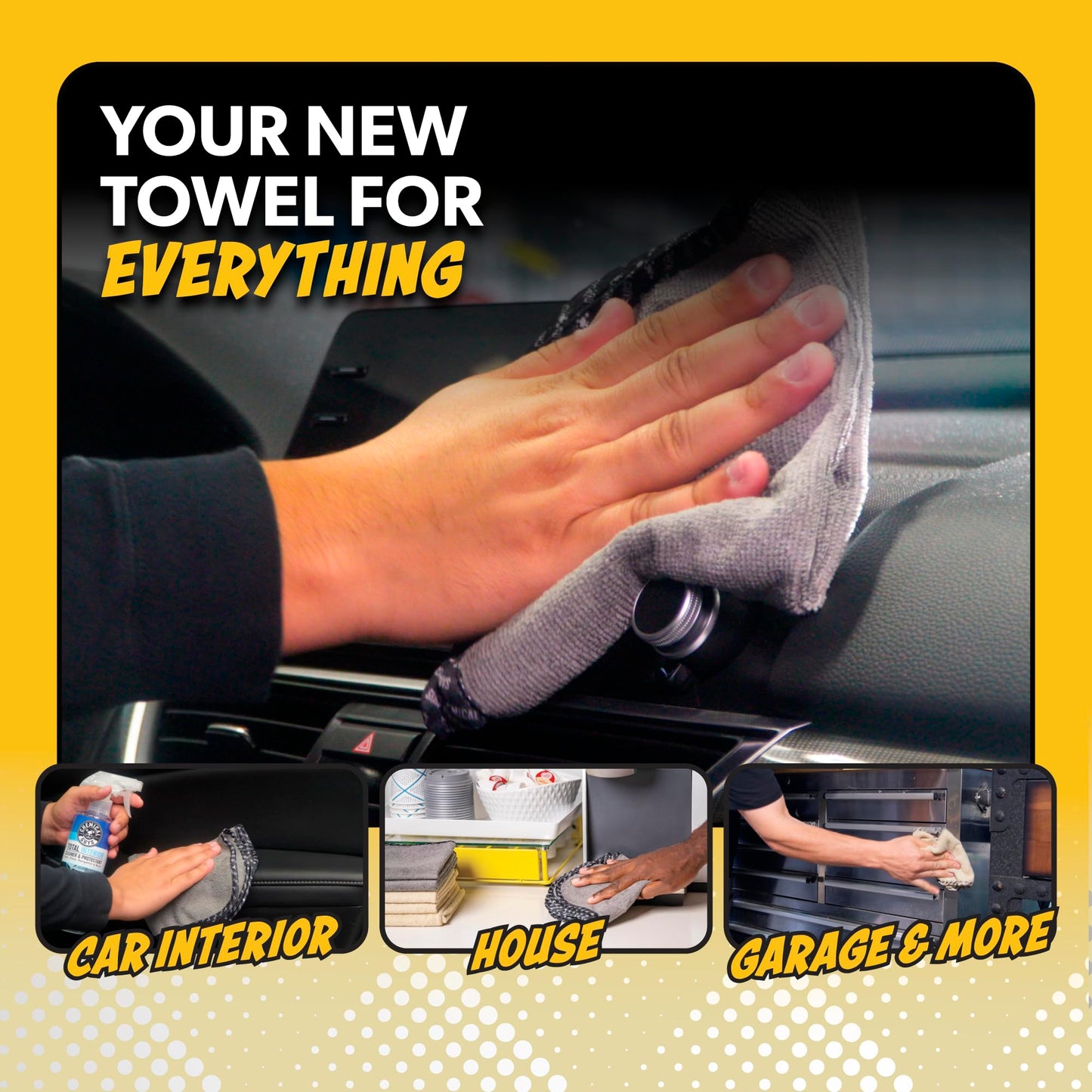 Chemical Guys Microfiber Towels for Cars Microfiber Cleaning Cloth Multi Color Drying Towels Car Detailing for Wash Interior and Glass, 14 x 12 Inch - 6 Pack