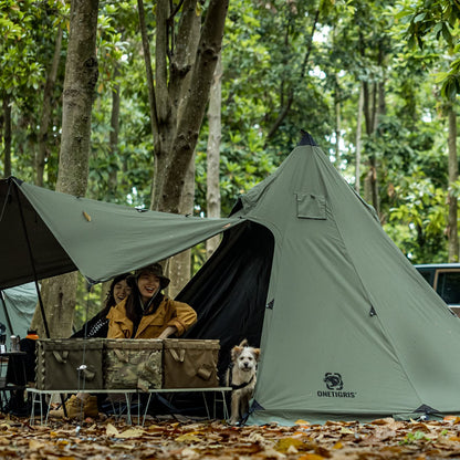 OneTigris Northgaze Canvas Hot Tent with Stove Jack, Wind-Proof Flame-Retardant, Durable 4 Season Camping Pyramid Teepee Tent for 2-4 Person (OD Green)