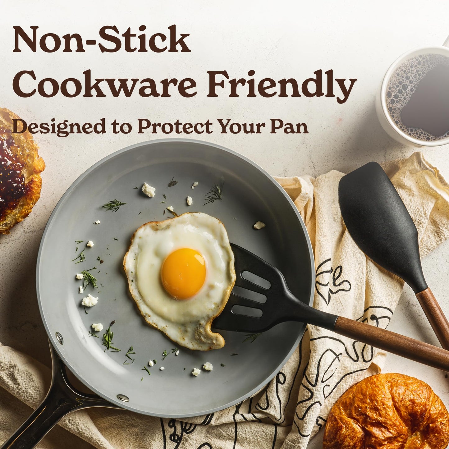 SMIRLY Kitchen Utensils Set – 22-Piece Silicone Cooking Utensils Set, Spatula Set with Holder, Wooden Handle Silicone Kitchen Gadgets for Nonstick Cookware