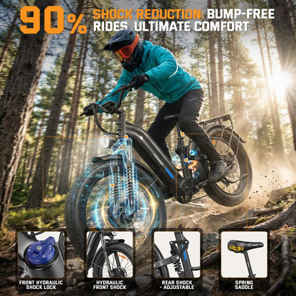 FREESKY Dual Motor Electric Bike for Adults 3500W Fast Ebike 105Miles Long Range 48V 25A Electric Mountain Bike 34MPH Dirt E Bike 26'' Fat Tire Full Suspension Electric Bicycle for Women/Man Red