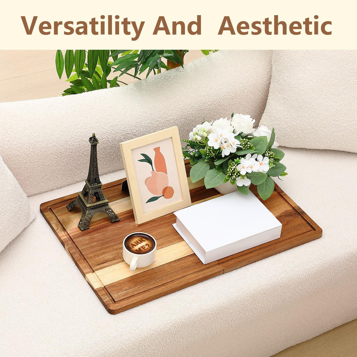 Teenyyou Acacia Wood Cutting Boards for Kitchen Wooden Cutting Board with Juice Groove Extra Large Serving Platter Carving Tray for Meat Cheese(Brown,24 x 16 Inch,Foldable)