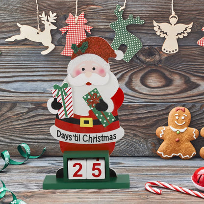 Sfozstra Christmas Advent Countdown Calendar - Wooden Tabletop Decoration with Rotatable Design