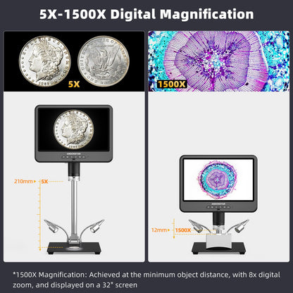 Andonstar 4K 30FPS Digital Microscope with 10.1" Screen, 3840P UHD Video Audio, Pro Boom Arm Stand for Soldering, Electronics Repair, Coin, AD208S-Pro HDMI Electronic Microscope for Adults, 64GB