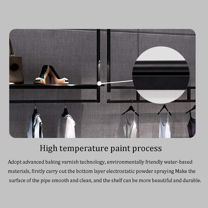 JHNKOJ Heavy Wall-Mounted Metal Garment Rack, Commercial Clothing Store Display Rack Suspended Ceiling Hanger, Clothes Hanger Rod for Retail Stores,H