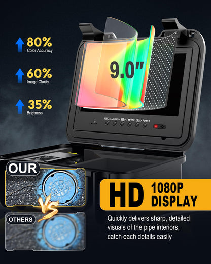 Anysun Sewer Camera with Locator, Self Leveling, Distance Counter, 7MM Thicker Cable, 165Ft/50M Pipe Inspection Cameras with 9'' 1080P Monitor, Video Drain Camera IP68 Industrial Borescope Snake, 32GB