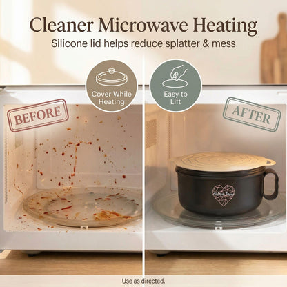 AI LOVE PEACE Microwaveable Ramen Noodle Bowl Cooker 40oz for Ramen, Rice, Pho, Soup, and Pasta, Dishwasher Safe and Portable, Ideal for Home, Office, Dorm, or Gift (Red)