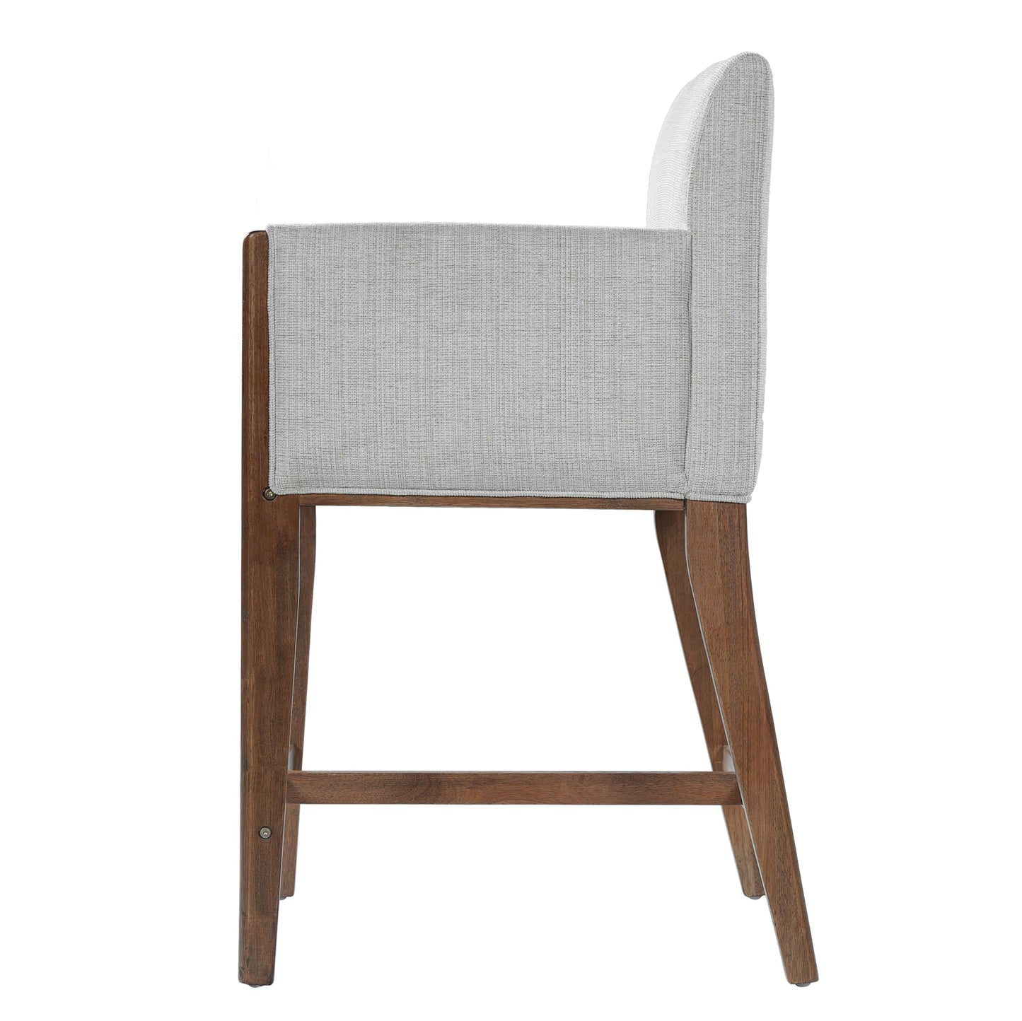 Christopher Knight Home Willer 24'' Comfy Upholstered Counter Height Bar Stools Set of 2, Counter Stools for Kitchen Island, Wood Dining Room Chair, Bar Stool with Footrest/Armrest, Walnut + Beige