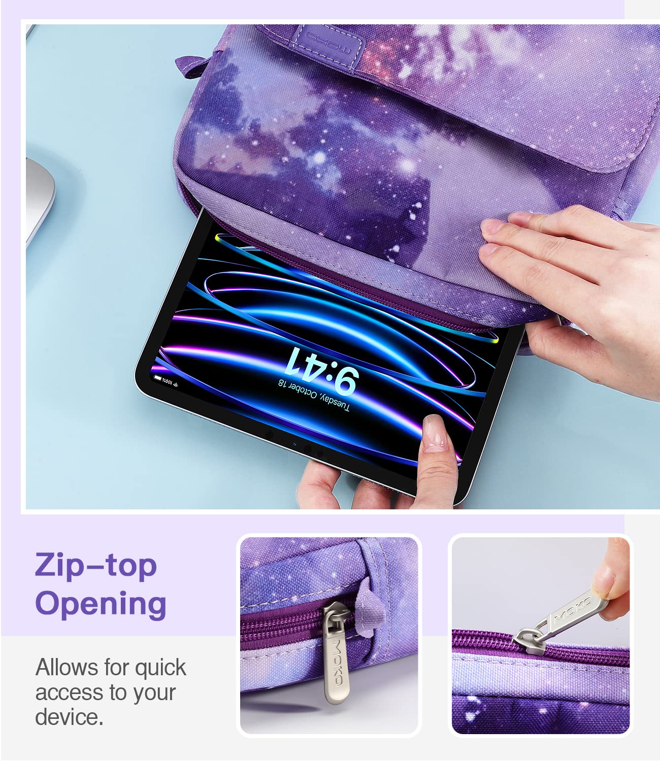 MoKo 15 Inch Laptop Sleeve Bag Fits MacBook Air 15" M2 2023, MacBook Pro 14" M2 2023, Galaxy Tab S9 Utra 14.6" 2023, Handle Carrying Case with Shoulder Strap, Indigo