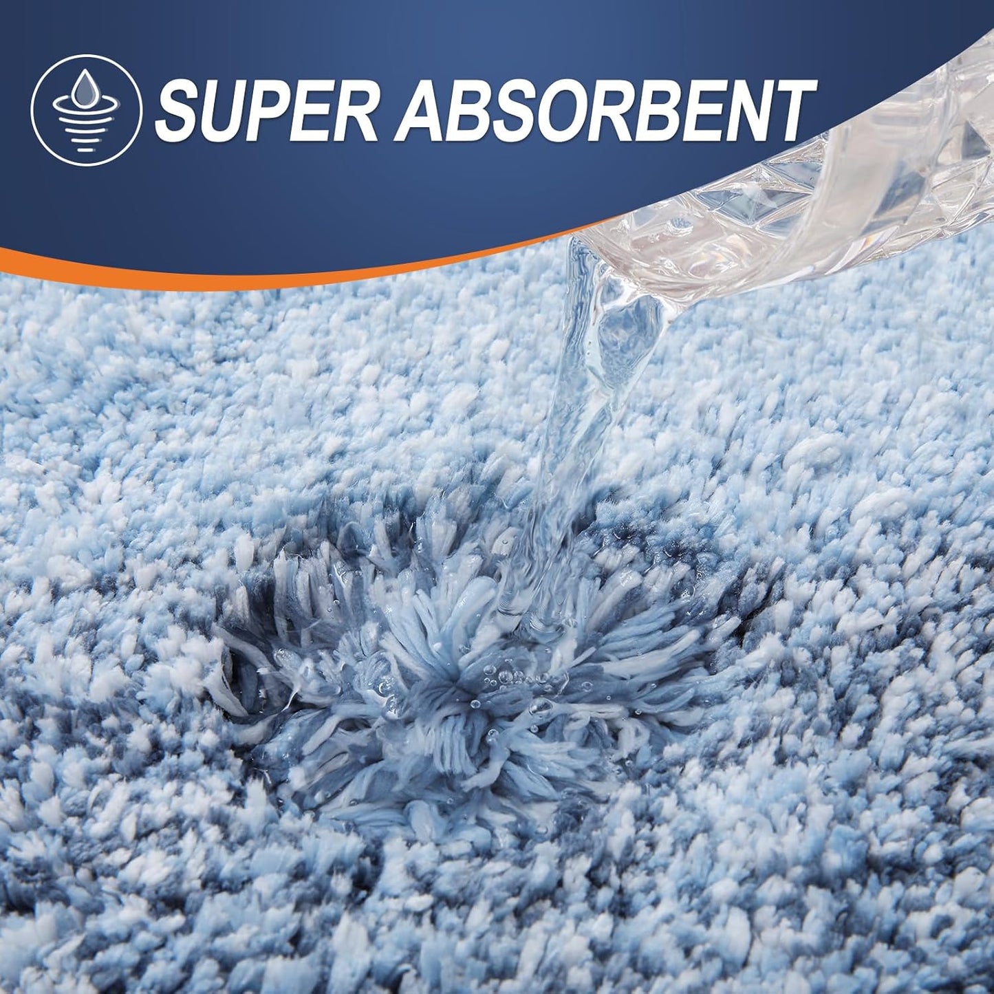 OLANLY Bathroom Runner Rugs - Extra Soft Microfiber, Quick Dry & Machine Washable | 59x24, Blue