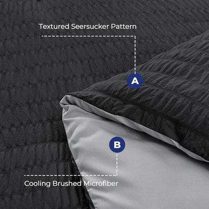 HYMOKEGE Twin XL Comforter Set - All-Season Luxury 5-Piece Bedding Set in Black & Light Grey