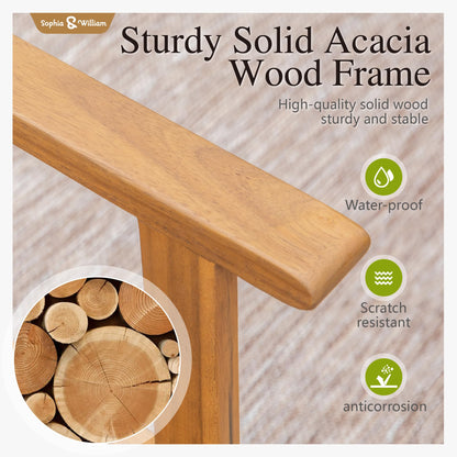 Sophia & William Outdoor Dining Set, Wooden Patio Table and Chairs Set, Rattan Furniture Set of 8 Rattan Chairs and 1 Acacia Wood Rectangular Table for Yard, Garden, Porch and Poolside
