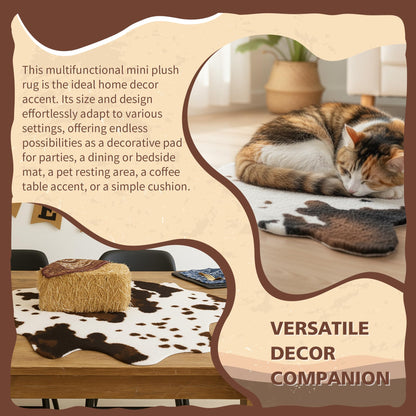 4 Pack Mini Soft Fur Faux Cowhide Rug 20x16 inch Rustic Chic Western Mat Cow Hide Rugs Carpet for Room Resting Area Table Centerpieces Cowboy Party Supplies Art Decor