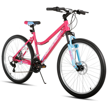 HH HILAND 26 Inch Womens Mountain Bike, with Step-Through Frame, 18 Speeds, Suspension Fork MTB, Bicycle for Women Men Adult Pink