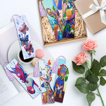 LINGFANG 6 Pcs Diamond Painting Bookmark, Animal DIY Book Makers for Adults Book Lovers, Diamond Art Beginners, Small Diamond Art Kits, Paint by Art Crafts Supplies Gift for Women Girls (Dog)