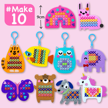 EZCRA Beginner Needlepoint Cross Stitch Kit for Kids Ages 5-8 – Easy Embroidery Starter Set with Jumbo Plastic Needles, Pre-Printed Patterns, Instructions – DIY Arts & Crafts for Girls & Boys