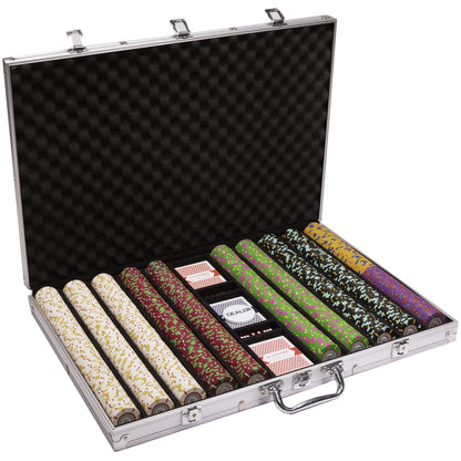 Claysmith Gaming 1,000 Ct The Mint Poker Set - 13g Clay Composite Chips with Aluminum Case, Playing Cards, & Dealer Button