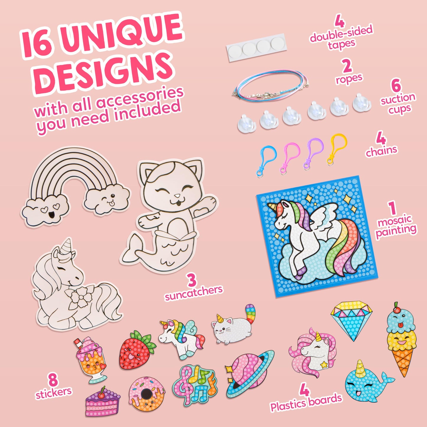 Klever Kits 16 Projects Gem Painting, Kids Diamond Art Kit for Kids with 5D Diamond, Arts and Crafts for Girls Ages 6-12, Gem Craft Activities Kits, Premium Art Gift Ideas for Girls Ages 6, 7, 8+
