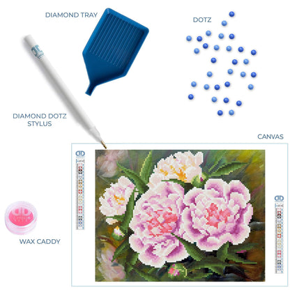 DIAMOND DOTZ Romantic Pink Peonies Diamond Painting Kits for Adults - Diamond Art Kits a Relaxing Creative Craft Kit with Dotz Gems s11x14