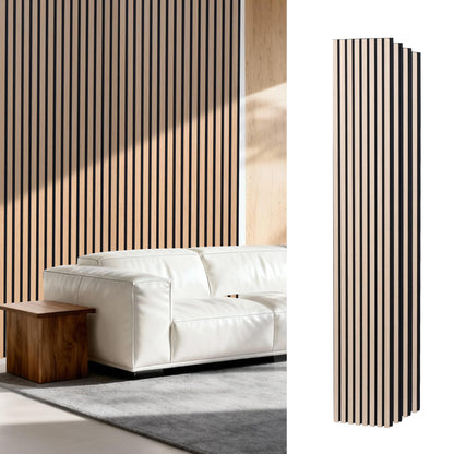 GreenClad Wood Slat Wall Panels for Wall, 4-Piece Acoustic Decorative Wood Panels for Interior Accent Walls, Sound Absorbing Wall Panels, 94" × 12.6" Each (White Oak)