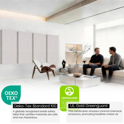 BUBOS 2-Pack Fabric Acoustic Panels with Hanging Hardware, 47.2" x 23.6" x 2" Large Soundproofing Wall Panels, High-Density Sound Absorbing Decor for Home Theater, Studio & Office,Linen