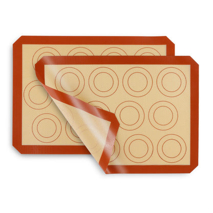 P&P CHEF 15 Inch Silicone Baking Mats, 2 Pcs Reusable Silicone Oven Mat, Non Stick Baking Supplies for Macaroon Pastry Bread Dough Cookie, Fits Well with Sheet Pan, Healthy & Easy Clean