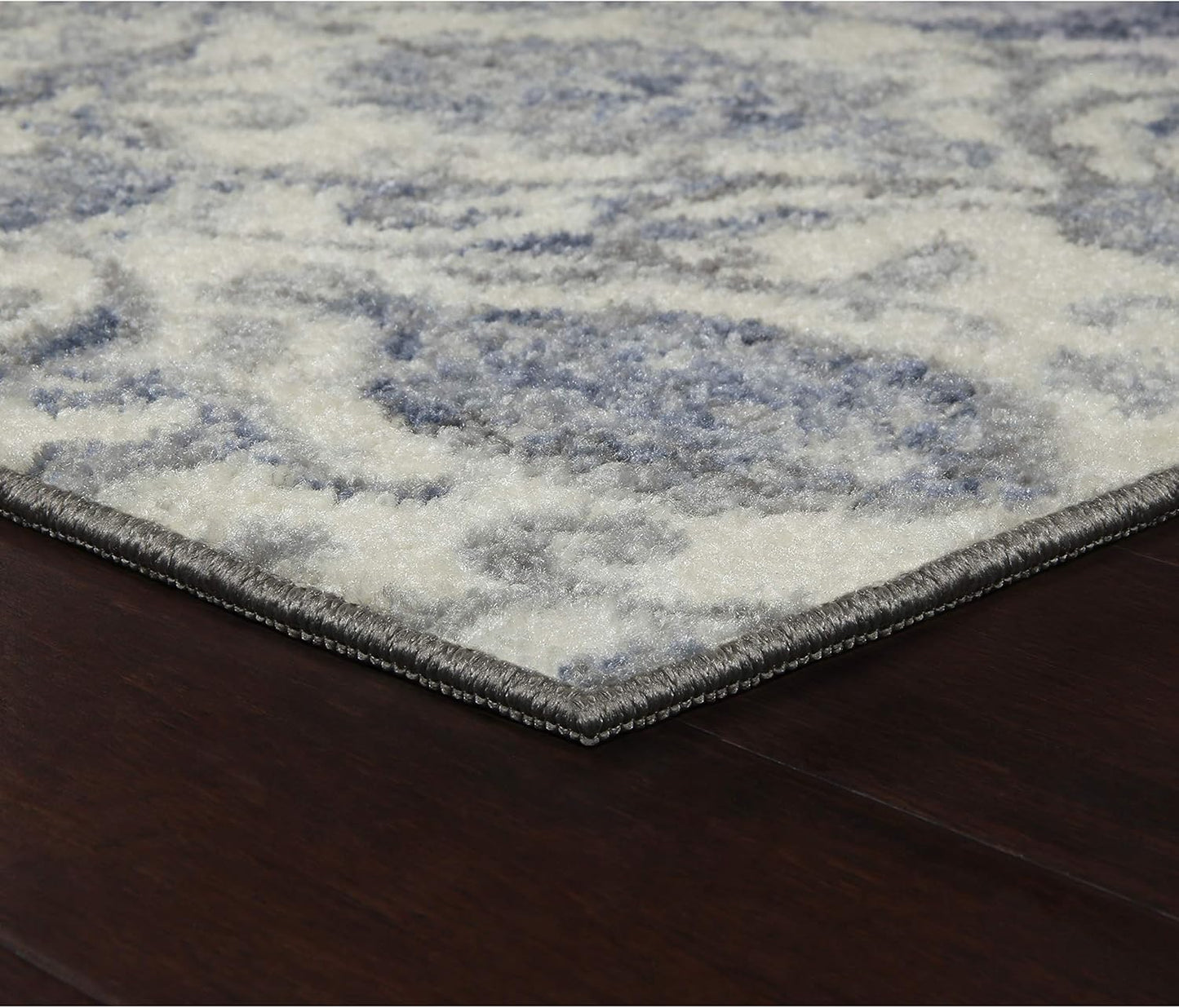 Maples Rugs Blooming Damask Area Rugs, Washable Non Slip Indoor Carpet for Entryway, 1'8 x 2'10, Grey/Blue