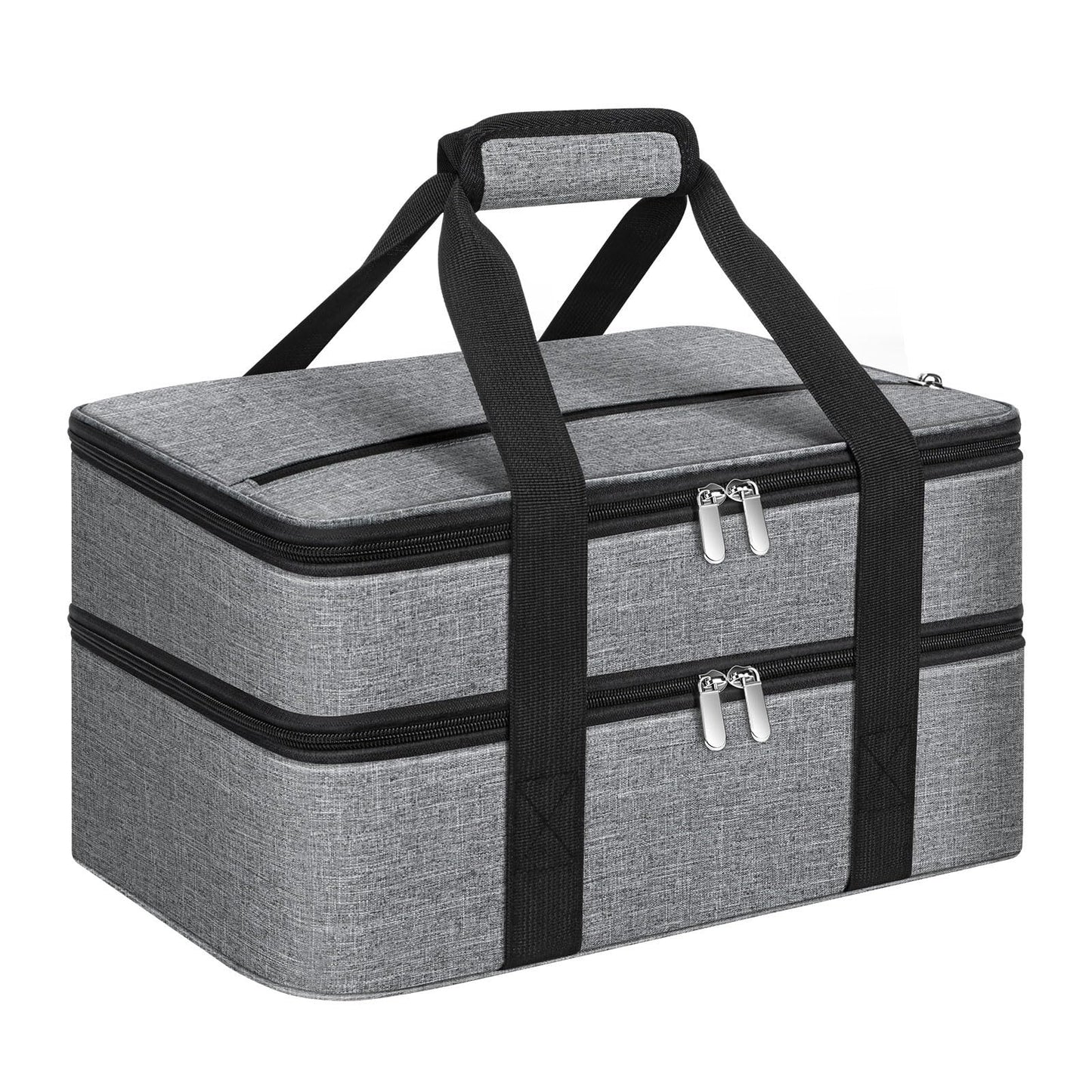 MIAOJIE Double Insulated Casserole Carrier, Portable Casserole Carrier for Hot or Cold Food Lunch Tote Warmer or Cooler Bag, Lasagna Lunch Bag for Potluck Parties- Fits 9" x 13" Baking Dish-Grey