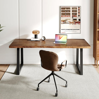 jmzx store Solid Wood Rustic Style 55.1-inch Computer Desk - Large Office Desk for Home Office, Modern and Simple Design, Ideal for Dining,Study, Writing (blackv, 55.12 * 27.56 * 29.53)