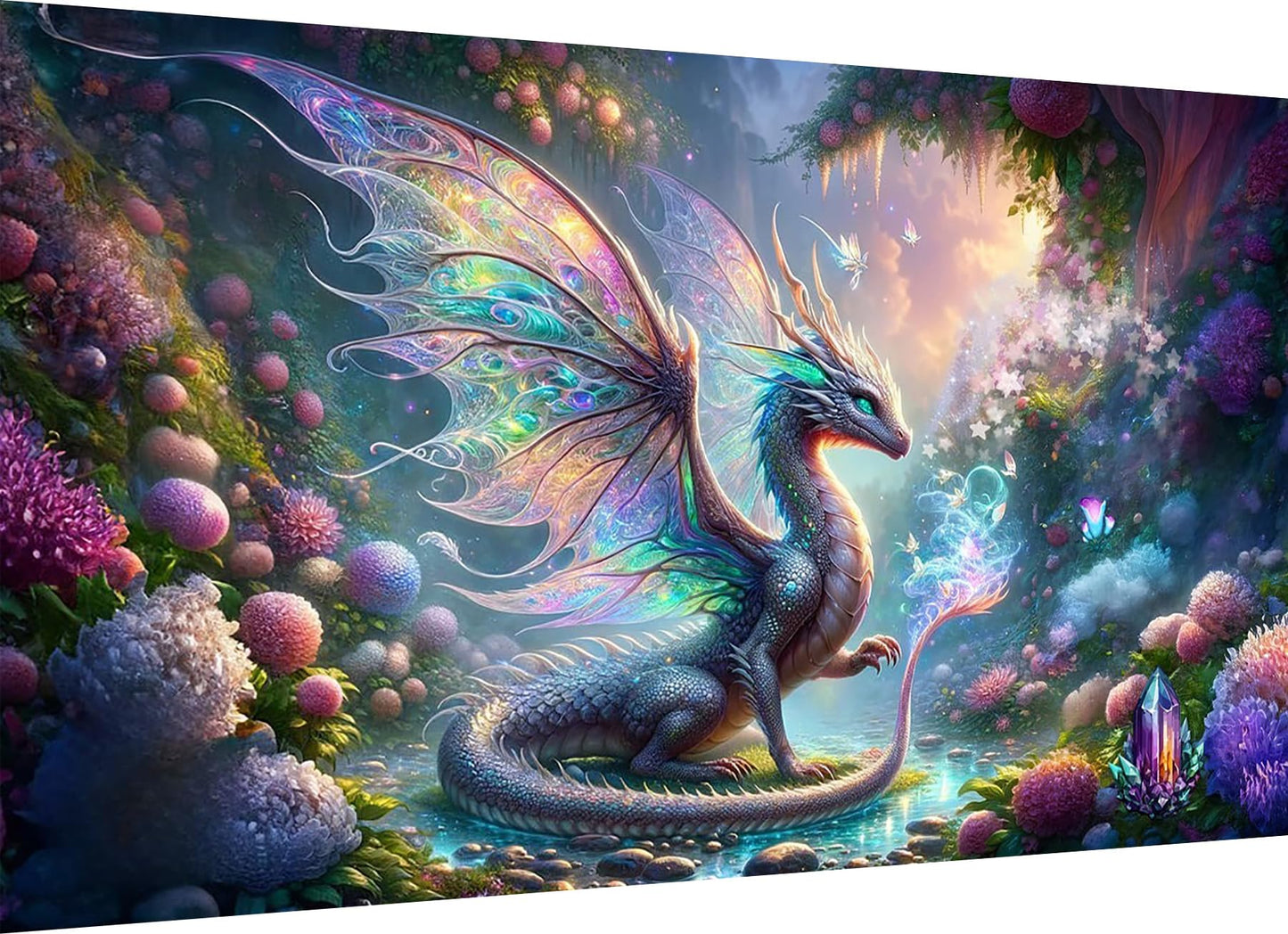 Zythron Large Diamond Art, Dragon Diamond Art Kits for Adults Beginner, Large Dragon Landscape Diamond Painting 5D DIY Full Round Gem Crystal Art Paint by Diamond, Home Wall Decor 27.5 X 15.7 inch