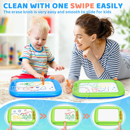 2 Pack Magnetic Drawing Board, Toddlers Toys Ages 1-2 & 2-3, Learning and Educational Writing Painting Doodle Pad for Toddlers for 1 2 3 Year Old, Ideal Christmas Birthday Gifts for Kids Boys Girls
