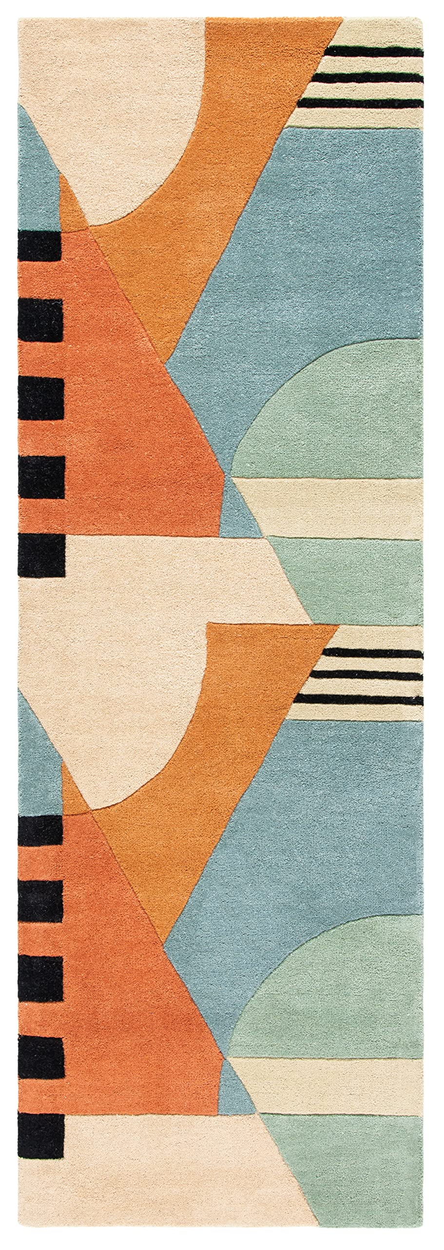 SAFAVIEH Rodeo Drive Collection Runner Rug - 2'6" x 20', Gold, Handmade Mid-Century Modern Abstract Wool, Ideal for High Traffic Areas in Living Room, Bedroom (RD863A)