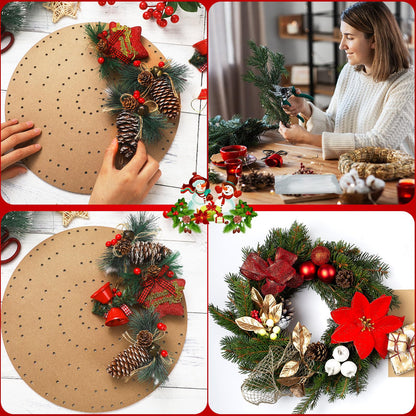 Thyle 6 Pcs Round Wreath Boards with Holes Wooden Summer Wreath Flower Boards Wood Ring Wreath Frame Supplies with 100 Nylon Cable Ties for DIY Crafts, Fall, Holiday Wedding Home Decor