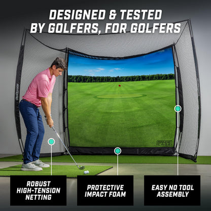 GoSports Range Cage 10 ft x 8 ft Golf Practice Hitting Net with Impact Screen