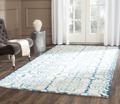 SAFAVIEH Dip Dye Collection Area Rug - 10' x 14', Ivory & Turquoise, Handmade Moroccan Watercolor Wool, Ideal for High Traffic Areas in Living Room, Bedroom (DDY711H)