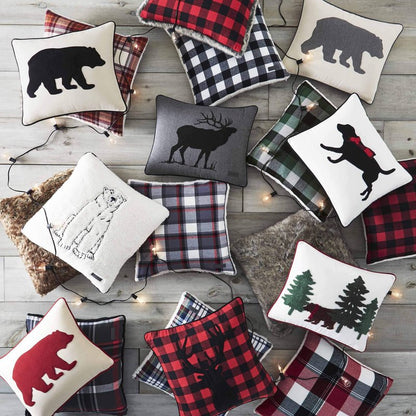 Eddie Bauer Home - Throw Pillow with Zipper Closure, Perfect Home Decor for Bed or Sofa (Wallace Plaid Cinder, 20" x 20")