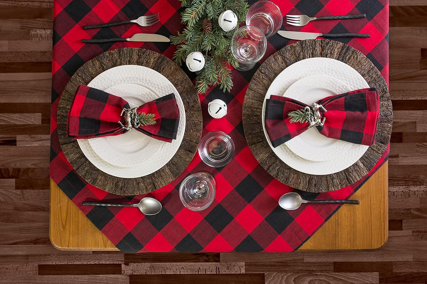 DII Buffalo Check Cloth Napkin Set, Classic Farmhouse, 20x20, Red & Black, 6 Piece
