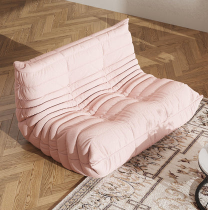 Comfy Memory Foam Loveseat Bean Bag Chair for Adults - Teddy Fleece Fireside Accent Chair for Reading, Lazy Floor Sofa Couch Boneless Chaise Lounge for Living Room Bedroom Home Theater, 2 Seater