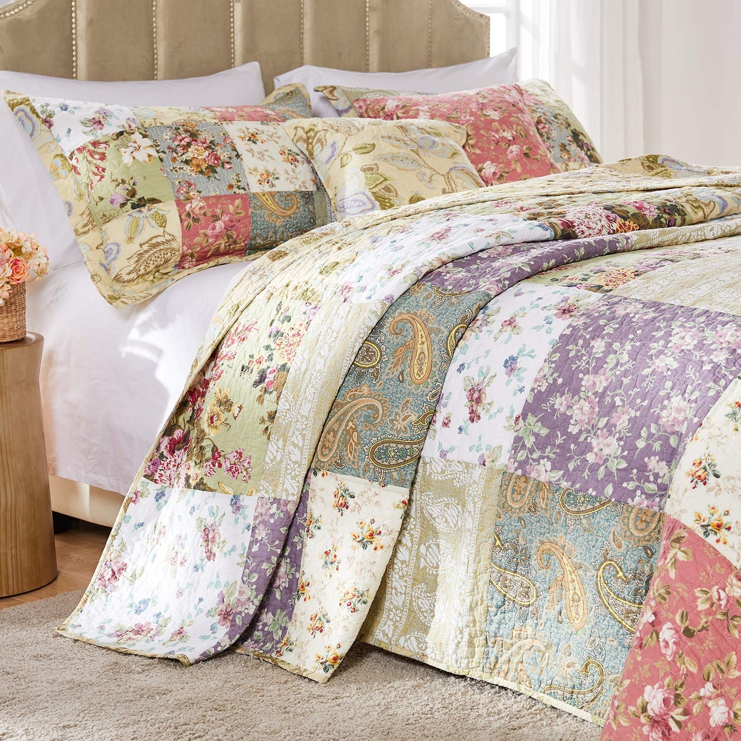 Greenland Home Blooming Prairie 100% Cotton Patchwork Bedspread Set