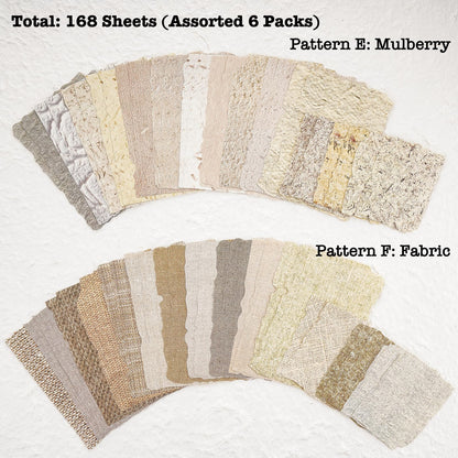 168 Sheets Scrapbook & Embossed Textured Paper Assorted Set - 6 Pack Mixed Special Papers for Scrapbooking Planner Bullet Junk Journal Supplies Collage Card Embellishment 2.4x3.2, 3.4x4.9 Inch