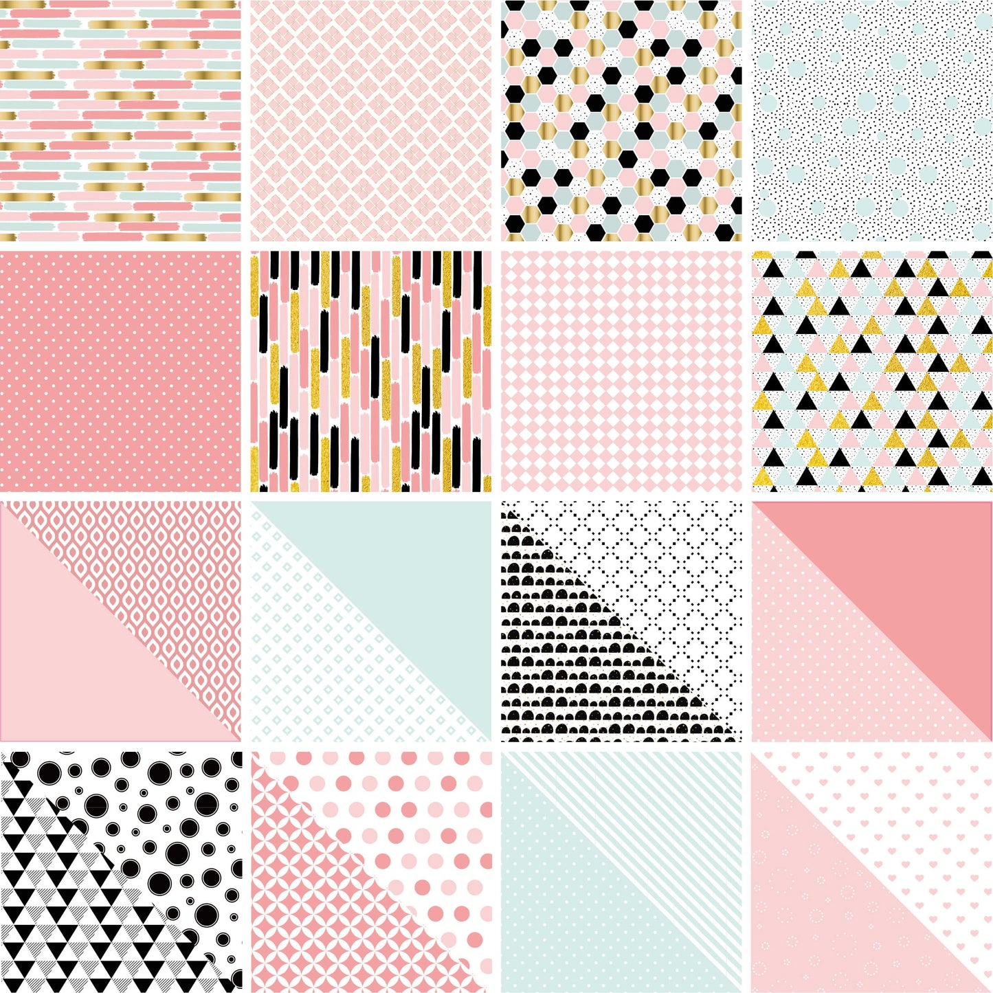 Desecraft 48 sheets 12x12 Scrapbooking Cardstock Decorative Paper Pack - Pink Collection - for Card Making Journaling Planner Origami Scrapbook Paper Scrapbook Materials Supplies