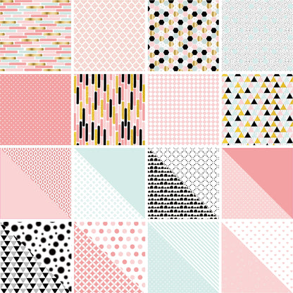 Desecraft 48 sheets 12x12 Scrapbooking Cardstock Decorative Paper Pack - Pink Collection - for Card Making Journaling Planner Origami Scrapbook Paper Scrapbook Materials Supplies